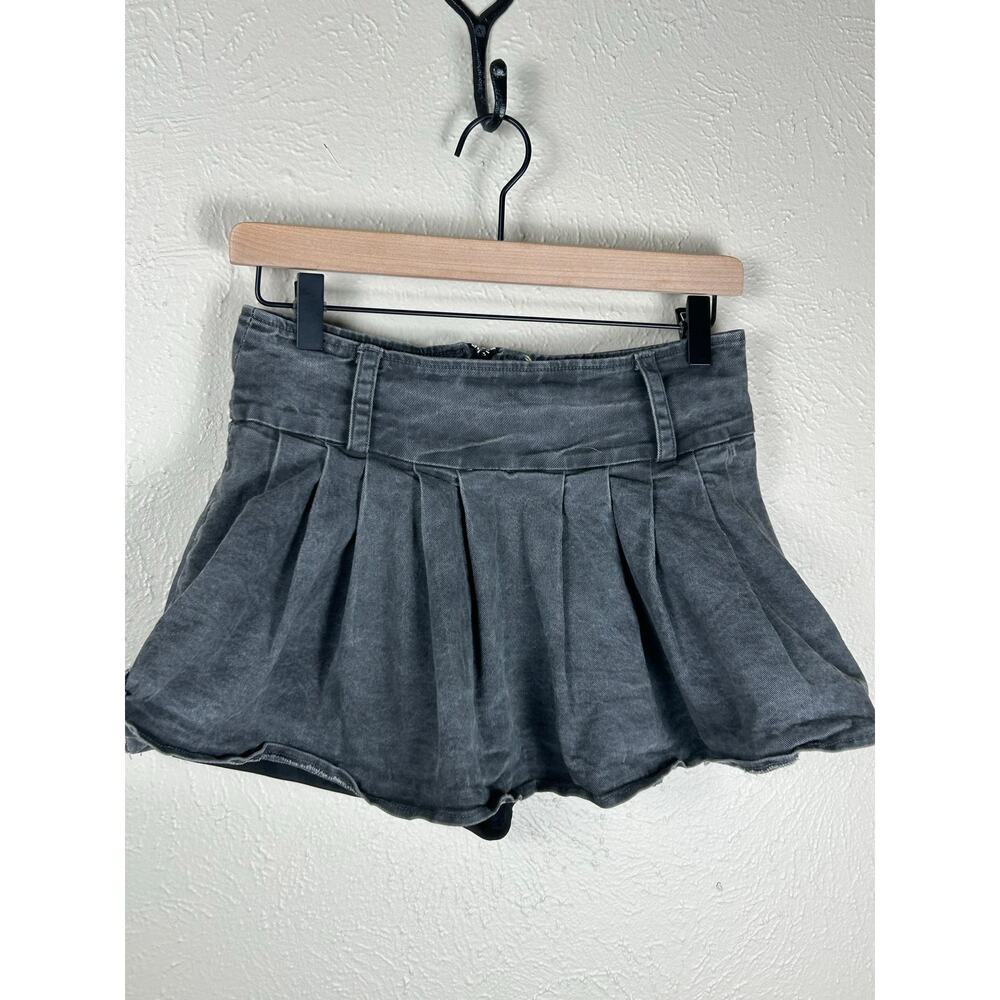 Vintage Y2K Micro Mini Skirt Size Small Skort Black Denim Skater Preppy Grunge - Picture 4 of 10